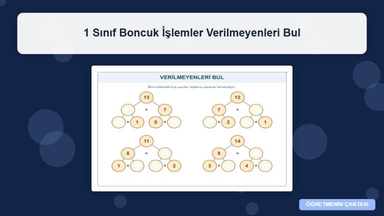 1 Sınıf Boncuk İşlemler Verilmeyenleri Bul 12
