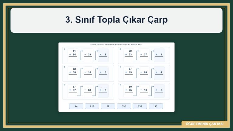 3. Sınıf Topla Çıkar Çarp 27