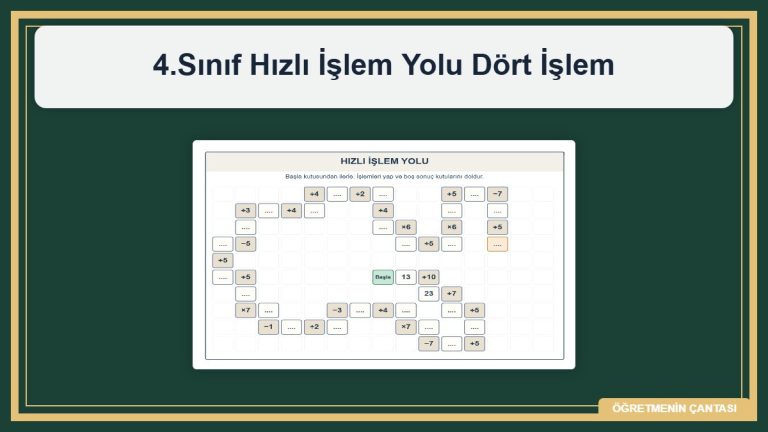 4.Sınıf Hızlı İşlem Yolu Dört İşlem 12